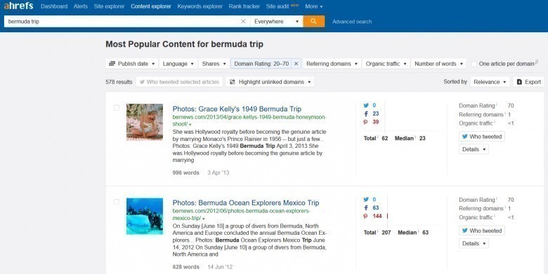 A hrefs content explorer